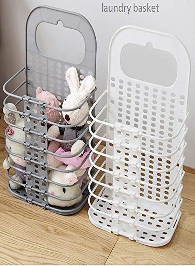 BHAVENA Wall Mounted Bathroom Hanging Mesh Laundry Basket Toiletry Organization Washing Bin Home Portable Magic Sticker Plastic Laundry Hamper Bag for Bathroom Bedroom Dirty Clothes (Multi Color) (2) - Image 3
